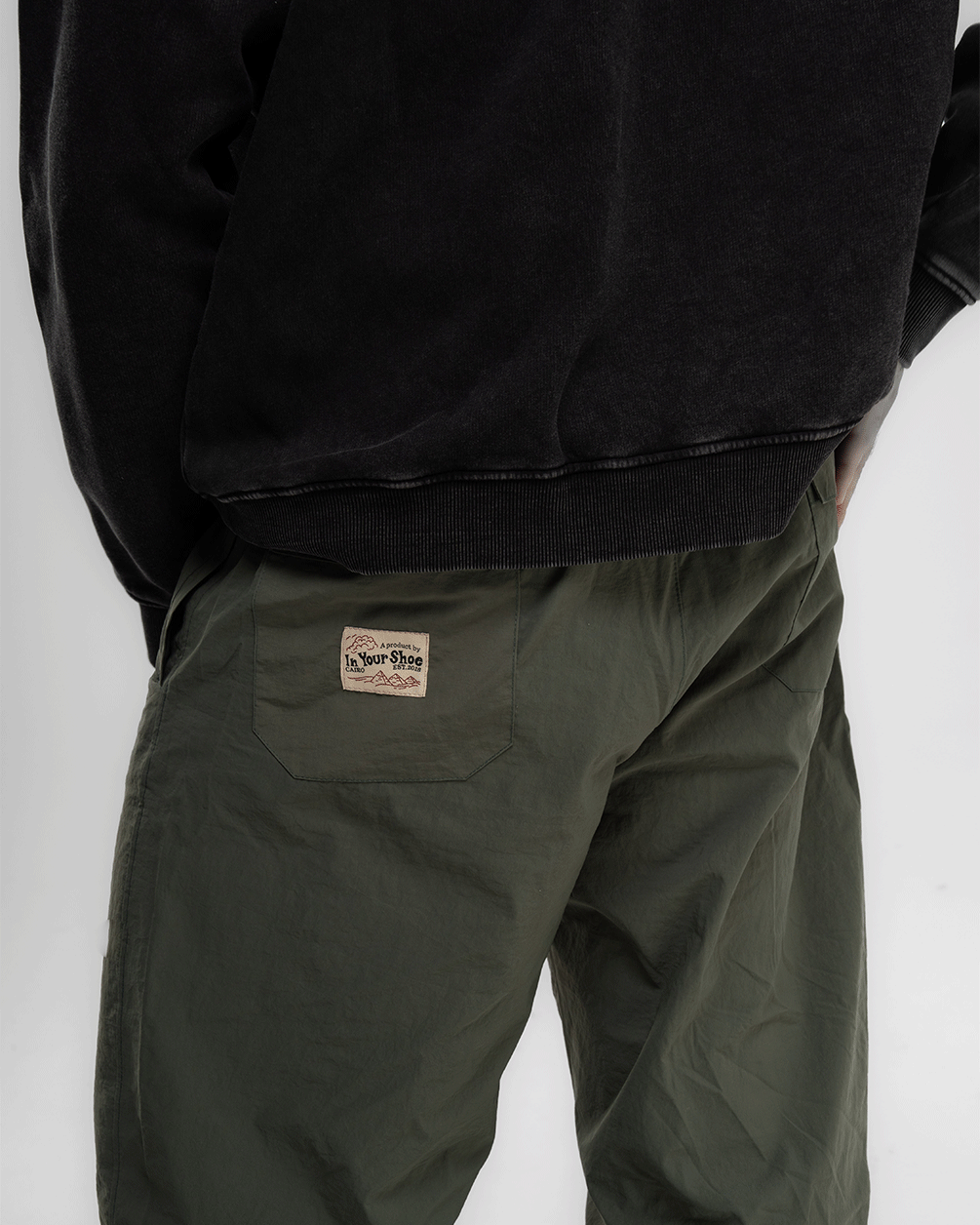Male Olive Loose Parachute Pants Pants IN YOUR SHOE
