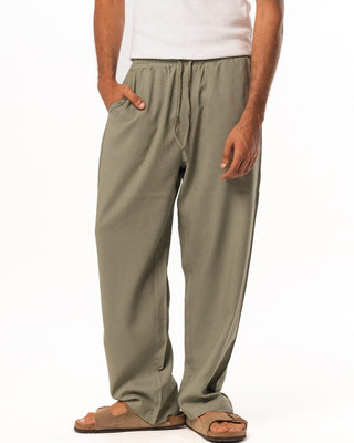 Male Sage Green Linen Wide Leg Pants Pants IN YOUR SHOE