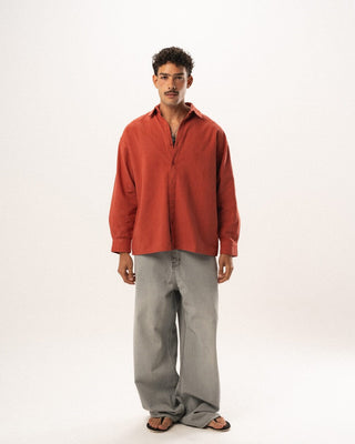 Maroon Boyfriend Linen Shirt Boyfriend Shirt IN YOUR SHOE M