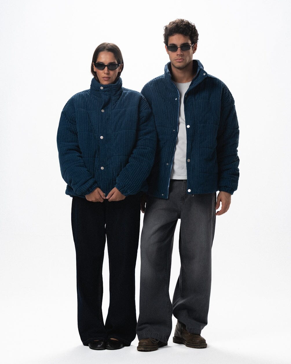 Midnight Blue Oversized Corduroy Puffer Jacket Curduroy Jackets IN YOUR SHOE S