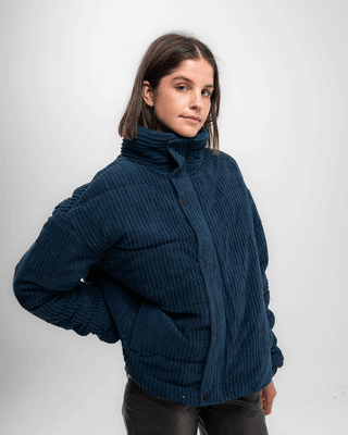 Midnight Blue Oversized Corduroy Puffer Jacket Curduroy Jackets IN YOUR SHOE