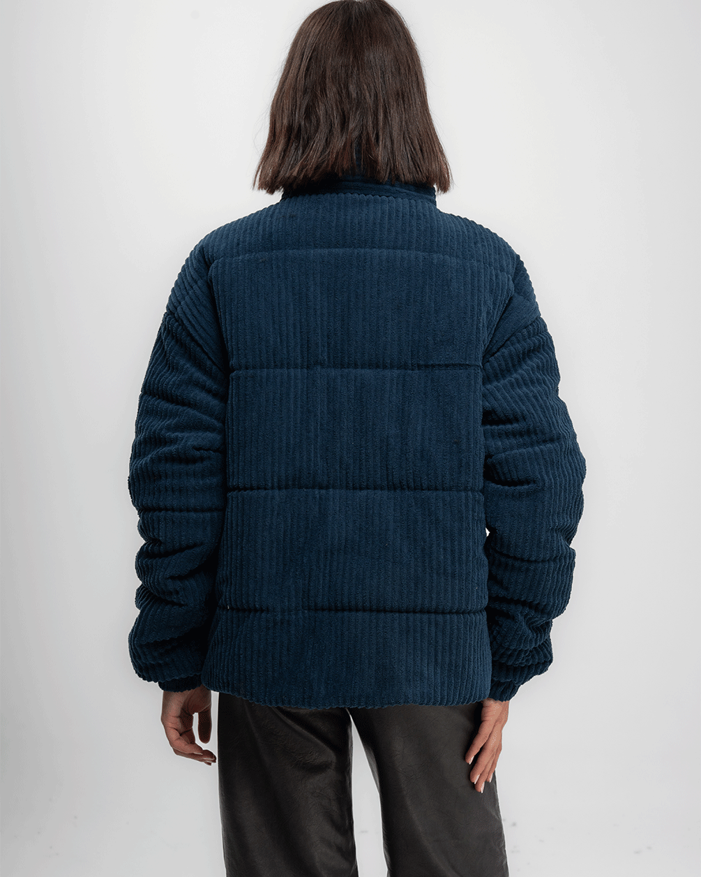 Midnight Blue Oversized Corduroy Puffer Jacket Curduroy Jackets IN YOUR SHOE