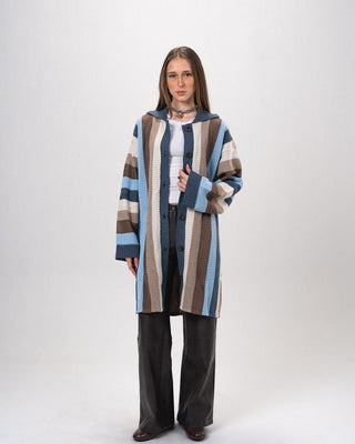 Multicolor Striped Collar Knitted Cardigan Cardigans IN YOUR SHOE S-M