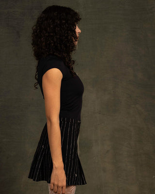 Navy Blue Half Sleeve Cropped Top Half Sleeve Tops IN YOUR SHOE M