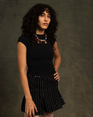 Navy Blue Half Sleeve Cropped Top Half Sleeve Tops IN YOUR SHOE S