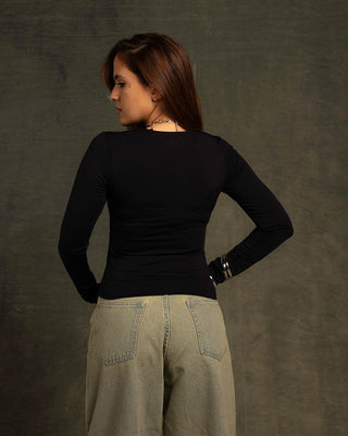 Navy Blue Long Sleeve Top Long Sleeve Tops IN YOUR SHOE M