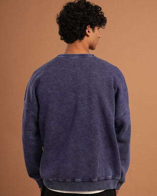 Navy Blue Washed Boxy Crewneck Acid Washed Crewnecks IN YOUR SHOE