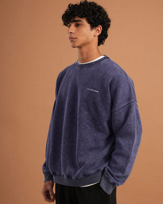 Navy Blue Washed Boxy Crewneck Acid Washed Crewnecks IN YOUR SHOE