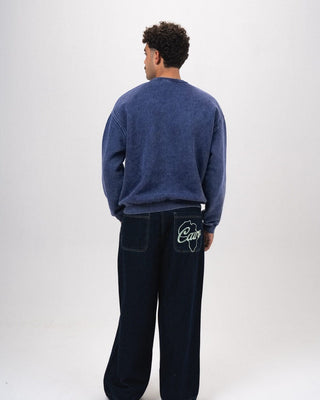 Navy Blue Washed Crewneck Acid Washed Crewnecks IN YOUR SHOE XL