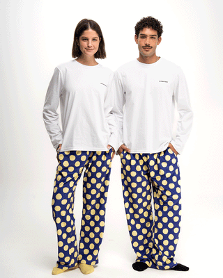 Navy Blue & Yellow Polka Fluffy Pjoys Fluffy Pjoys IN YOUR SHOE S