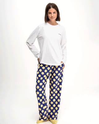 Navy Blue & Yellow Polka Fluffy Pjoys Fluffy Pjoys IN YOUR SHOE