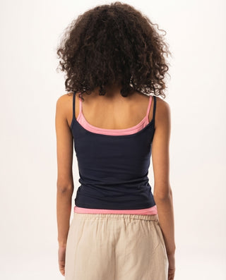 Navy Double Layer Strap Top Tops IN YOUR SHOE XL