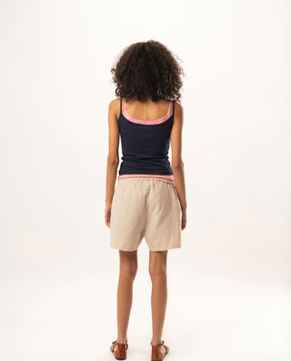 Navy Double Layer Strap Top Tops IN YOUR SHOE L