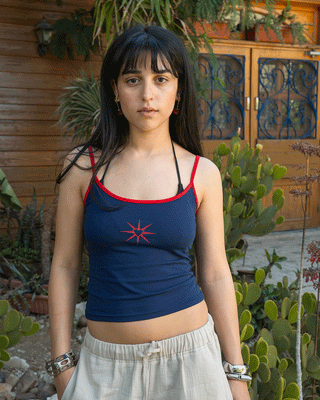 Navy Spaghetti Strap Top Sleeveless Tops IN YOUR SHOE S