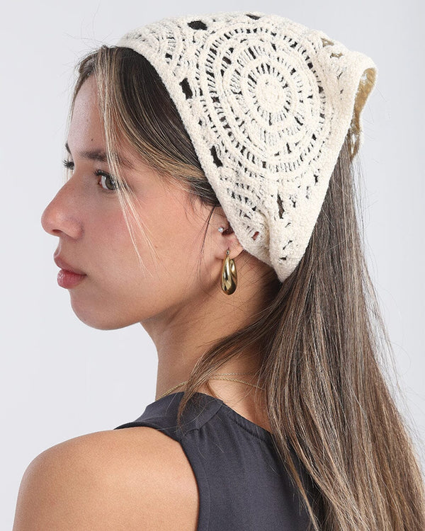 Off White Crochet Bandana