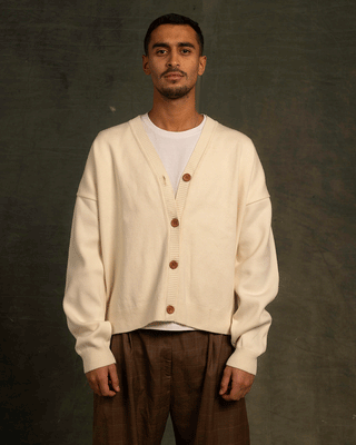 Off-White Drop Shoulder Cardigan Cardigans IN YOUR SHOE L-XL