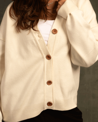 Off-White Drop Shoulder Cardigan Cardigans IN YOUR SHOE