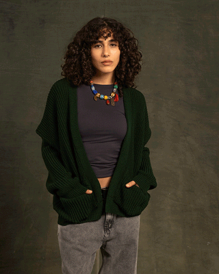 Olive English Knit Cardigan Cardigans IN YOUR SHOE S-M