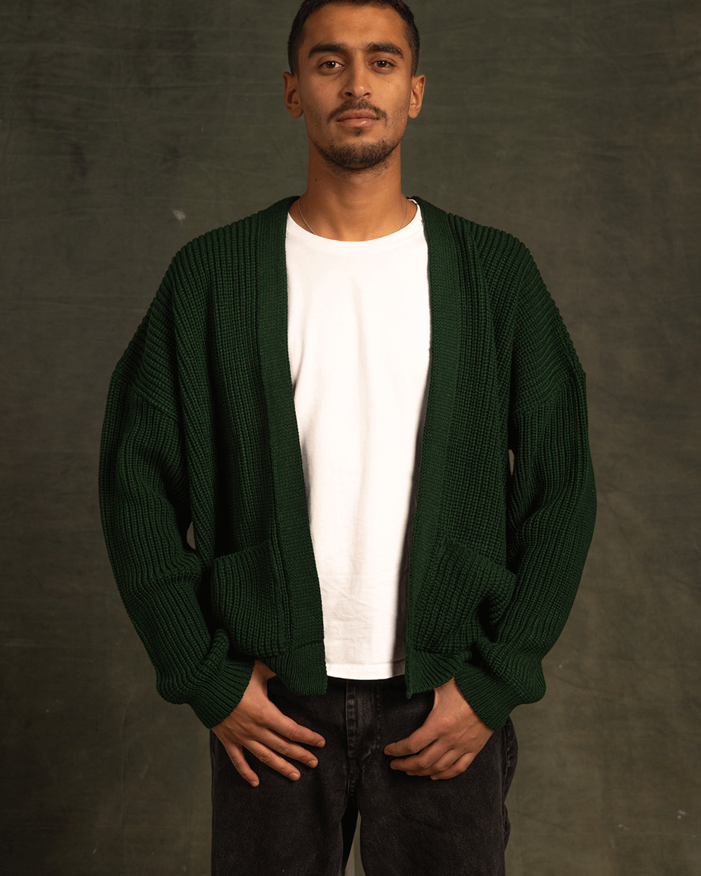Olive English Knit Cardigan Cardigans IN YOUR SHOE L-XL