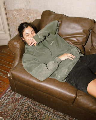 Olive Green Acid Washed Hoodie Acid Washed Hoodie IN YOUR SHOE M