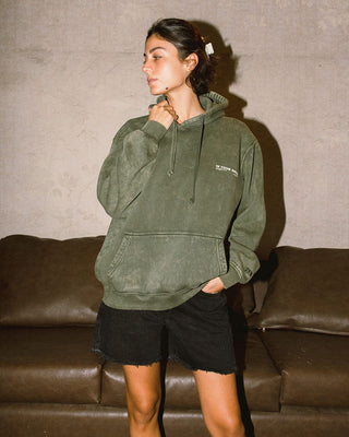 Olive Green Acid Washed Hoodie Acid Washed Hoodie IN YOUR SHOE S