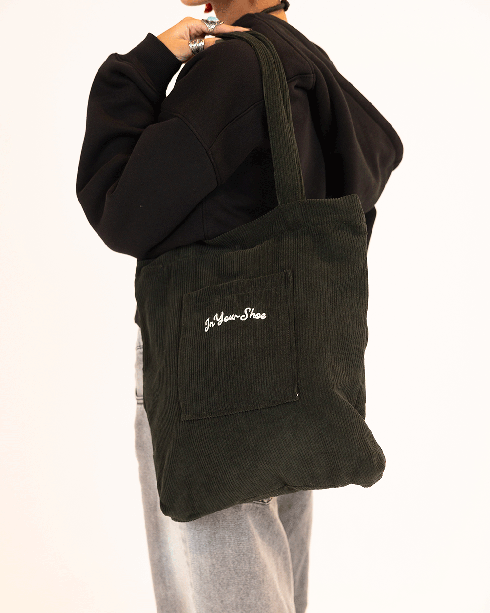 Olive Green Tote Velvet Totes IN YOUR SHOE