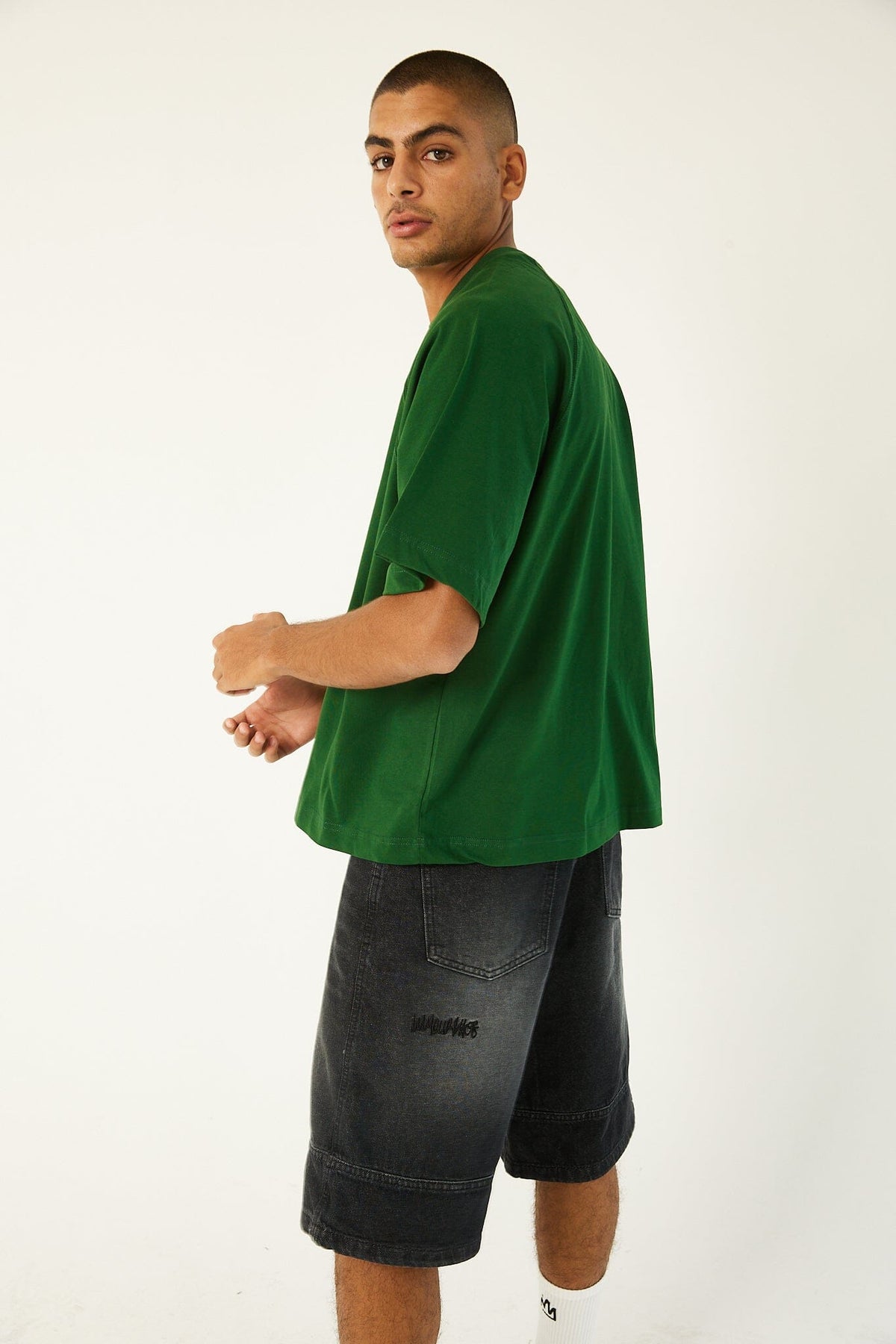 Olive IYS Printed Boxy Fit Tee Printed Boxy Tee IN YOUR SHOE L