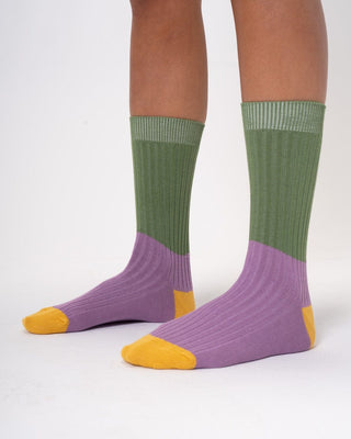 Olive Lavender Color Block Neck Socks Neck Socks IN YOUR SHOE