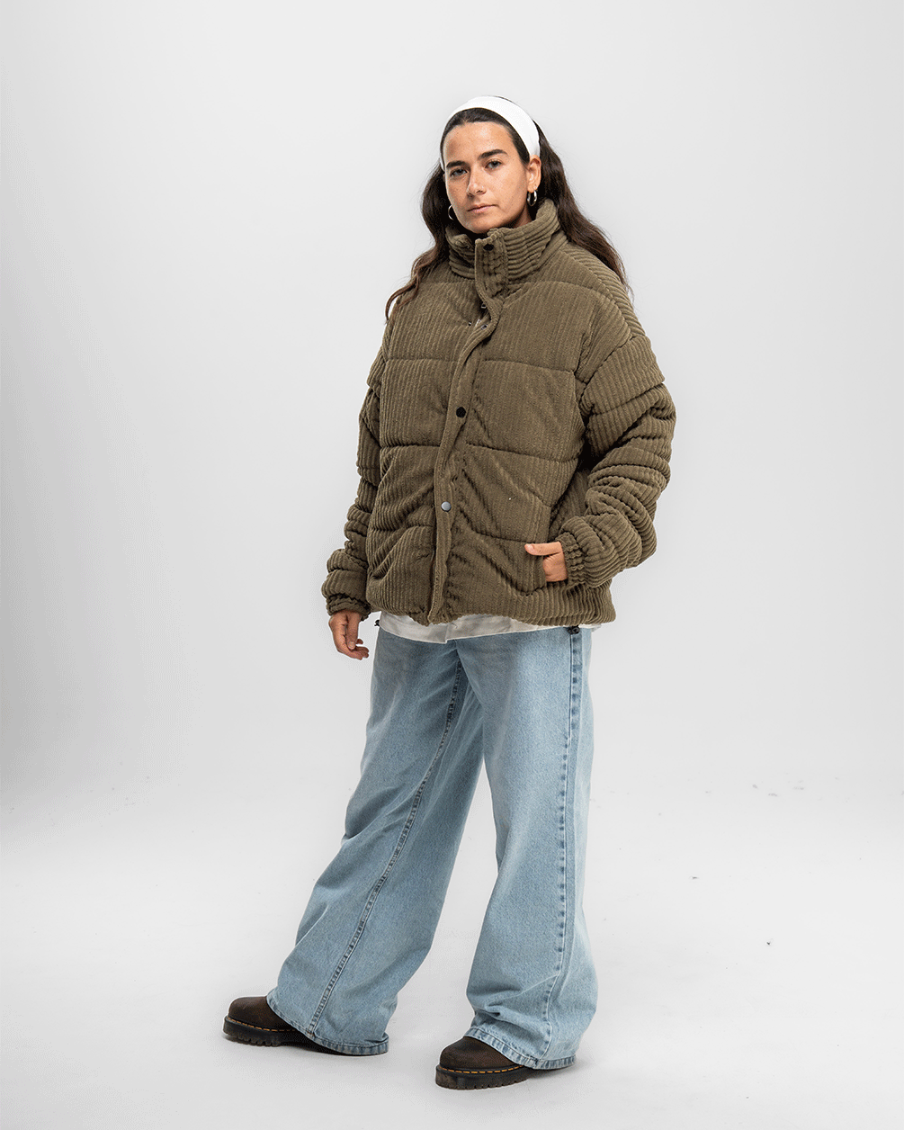 Olive Oversized Corduroy Puffer Jacket Curduroy Jackets IN YOUR SHOE