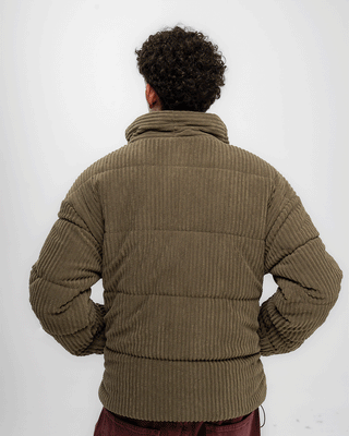 Olive Oversized Corduroy Puffer Jacket Curduroy Jackets IN YOUR SHOE