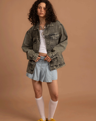 Olive Oversized Denim Jacket Denim Jacket IN YOUR SHOE S