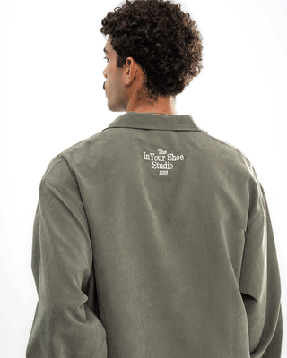 Olive Oversized Textured Windbreaker Windbreaker IN YOUR SHOE