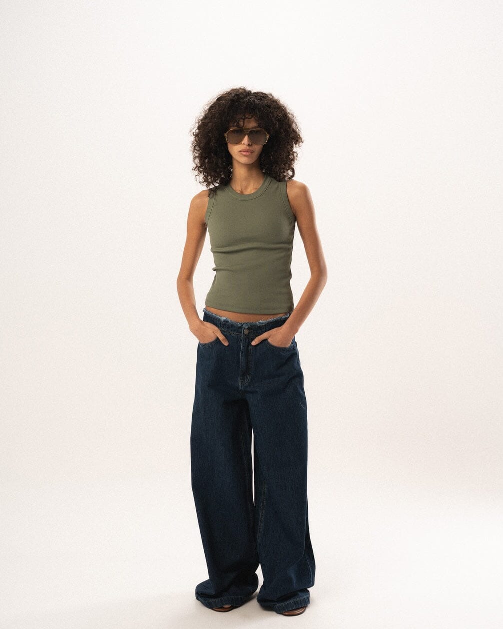 Olive Stitched Tank Top Tank Tops IN YOUR SHOE S