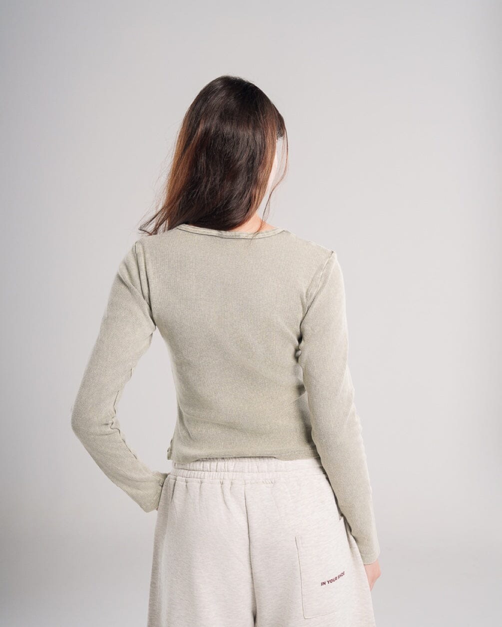 Olive Washed Long Sleeve Top Long Sleeve Tops IN YOUR SHOE M