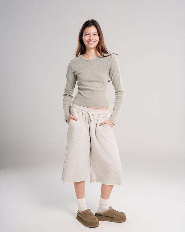 Olive Washed Long Sleeve Top
