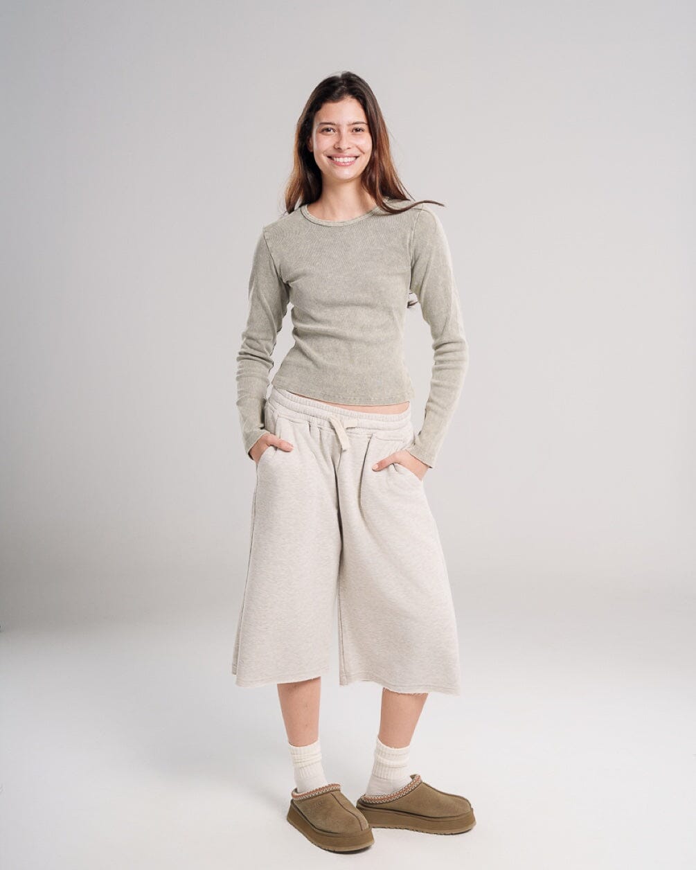 Olive Washed Long Sleeve Top Long Sleeve Tops IN YOUR SHOE S