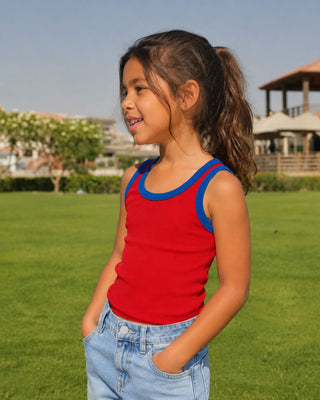 Orange Ribbed Kids Tank Top Kids Tops IN YOUR SHOE 4-5