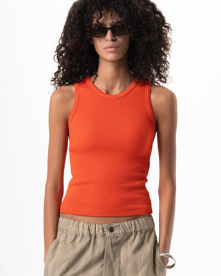 Orange Ribbed Tank Top Tank Tops IN YOUR SHOE S