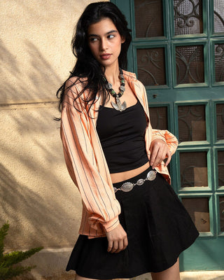 Orange Striped Shirt Linen Shirt IN YOUR SHOE S