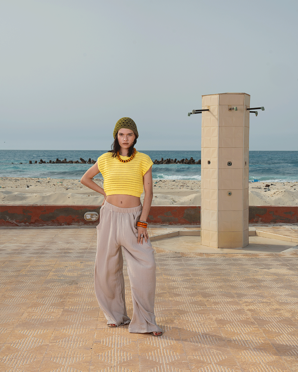 Pastel Yellow Crochet Cropped Top Half Sleeve Tops IN YOUR SHOE