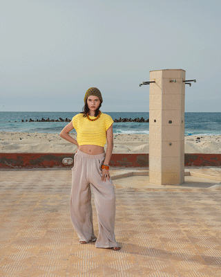 Pastel Yellow Crochet Cropped Top Half Sleeve Tops IN YOUR SHOE