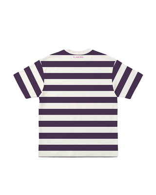 Dark Purple Striped Oversized Tee