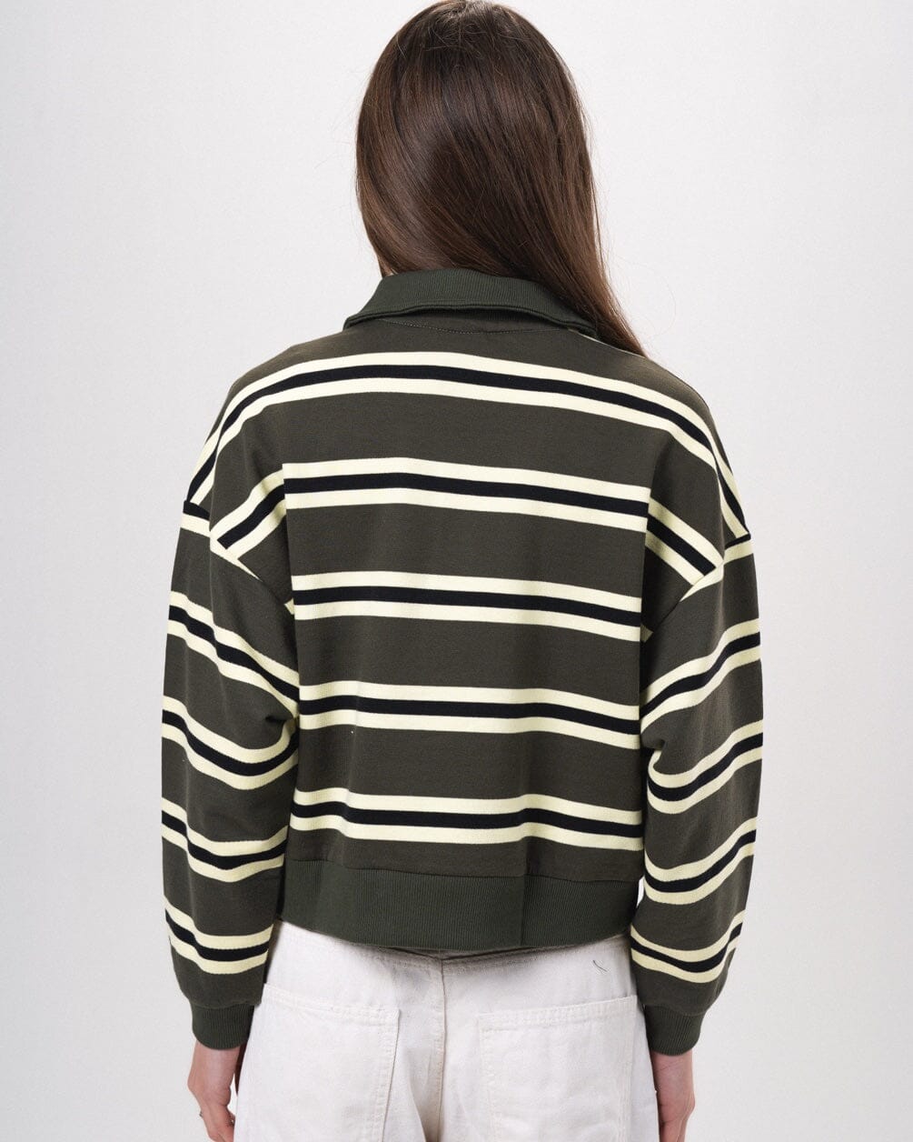 Petrol & Yellow Striped Cropped Rugby Polo Polo T-Shirts IN YOUR SHOE XL