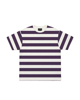 Dark Purple Striped Oversized Tee