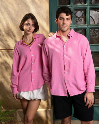 Pink Boyfriend Linen Shirt Boyfriend Shirt IN YOUR SHOE