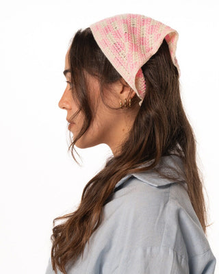 Pink Checks Crochet Bandana Bandana IN YOUR SHOE