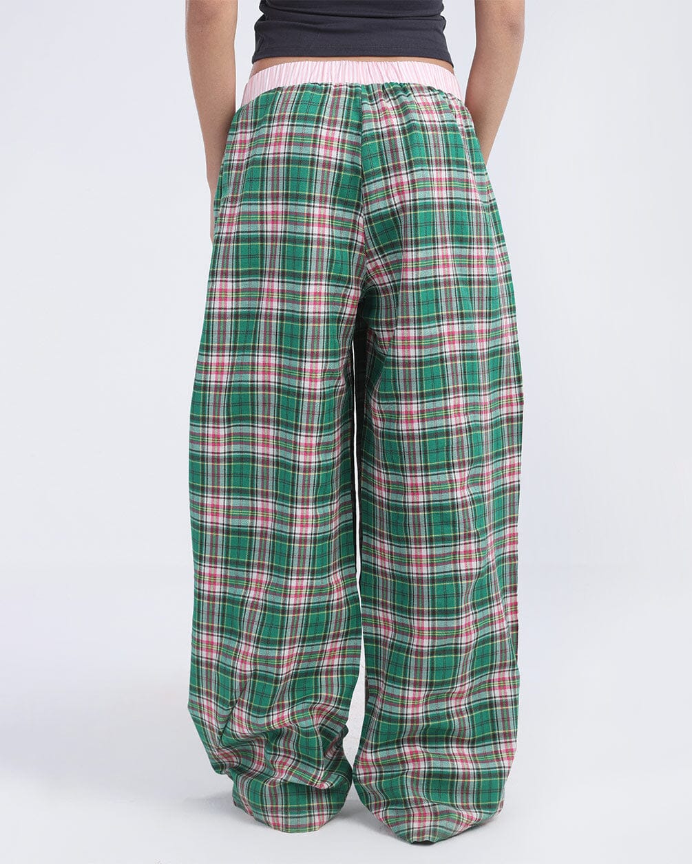 Pink Green Multicolor Plaid Boxer Pants Boxer Pants IN YOUR SHOE