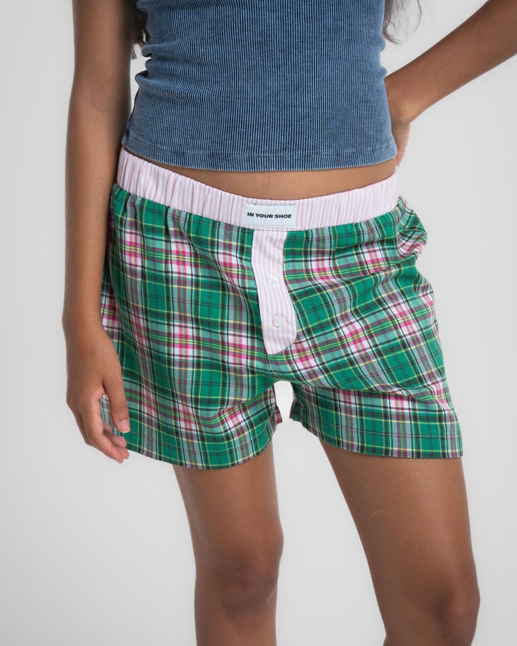 Pink Green Multicolor Plaid Boxer Shorts Boxer Shorts IN YOUR SHOE