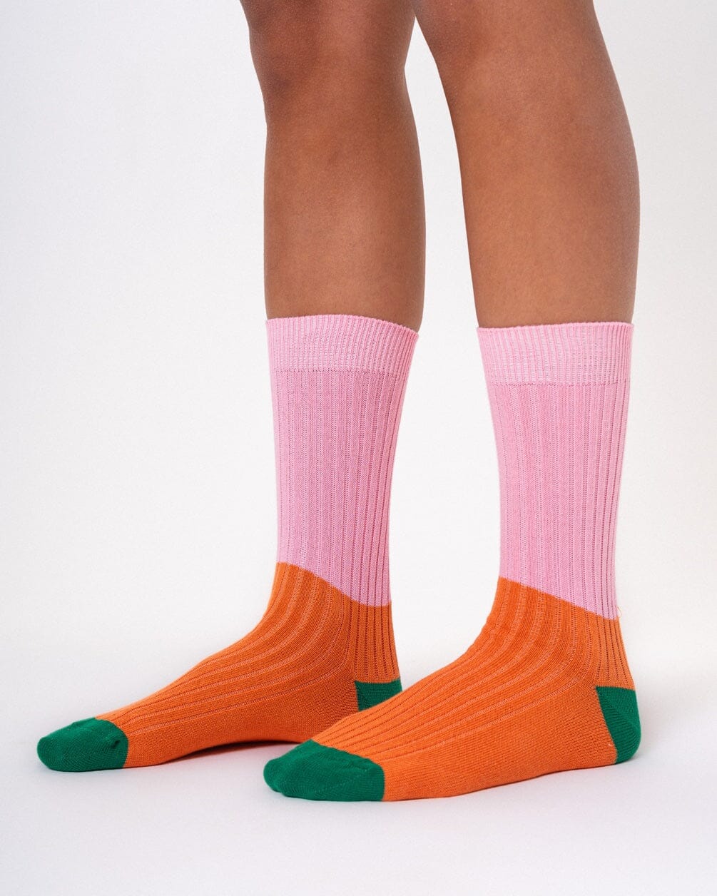Pink Orange Color Block Neck Socks Neck Socks IN YOUR SHOE