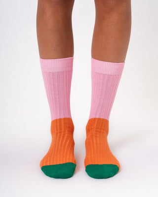 Pink Orange Color Block Neck Socks Neck Socks IN YOUR SHOE